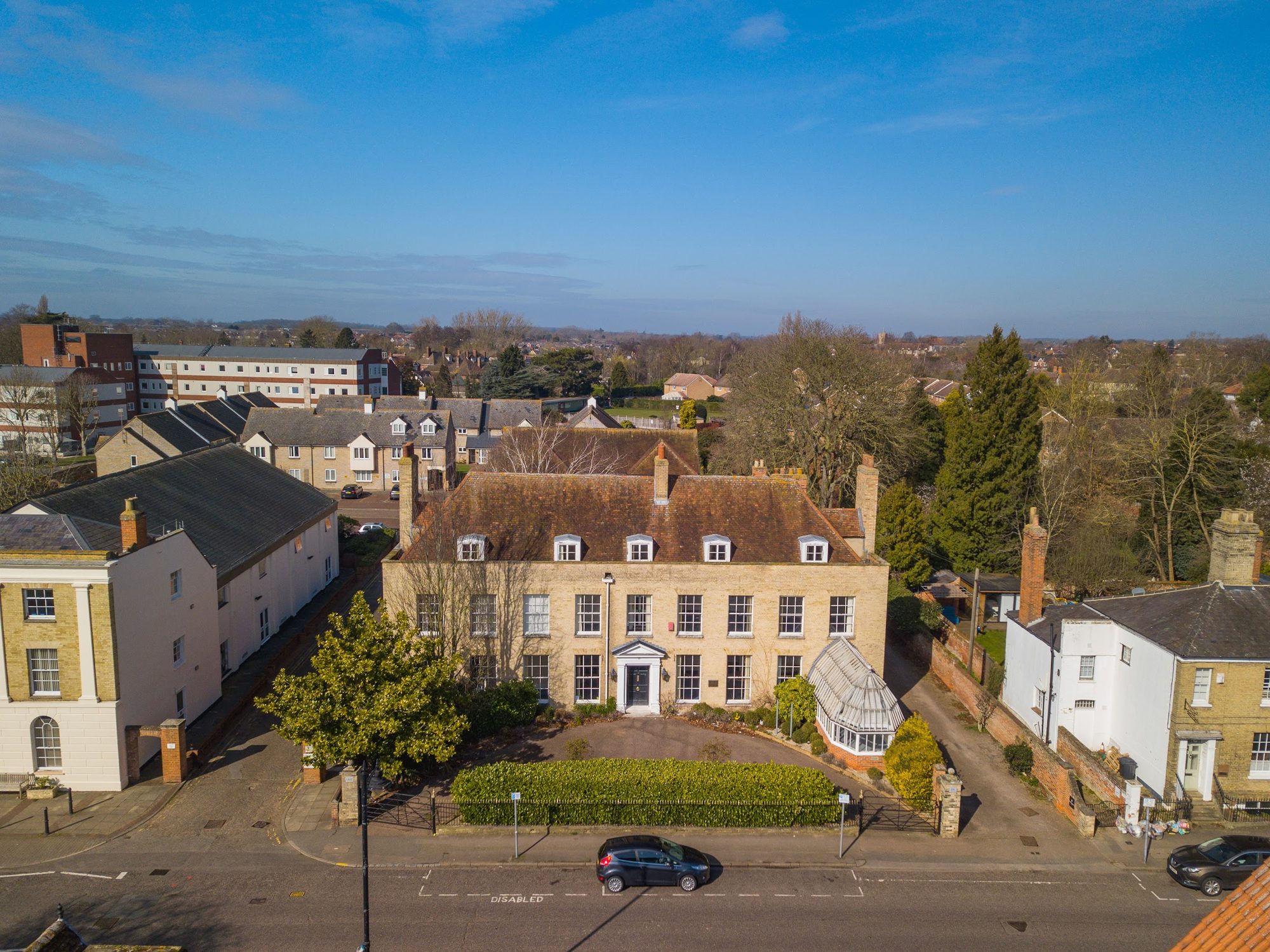 Aerial view of Roslyn House on the street in Witham