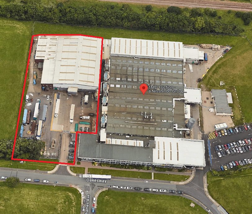 Aerial view of the Oakesway site, outlined in red